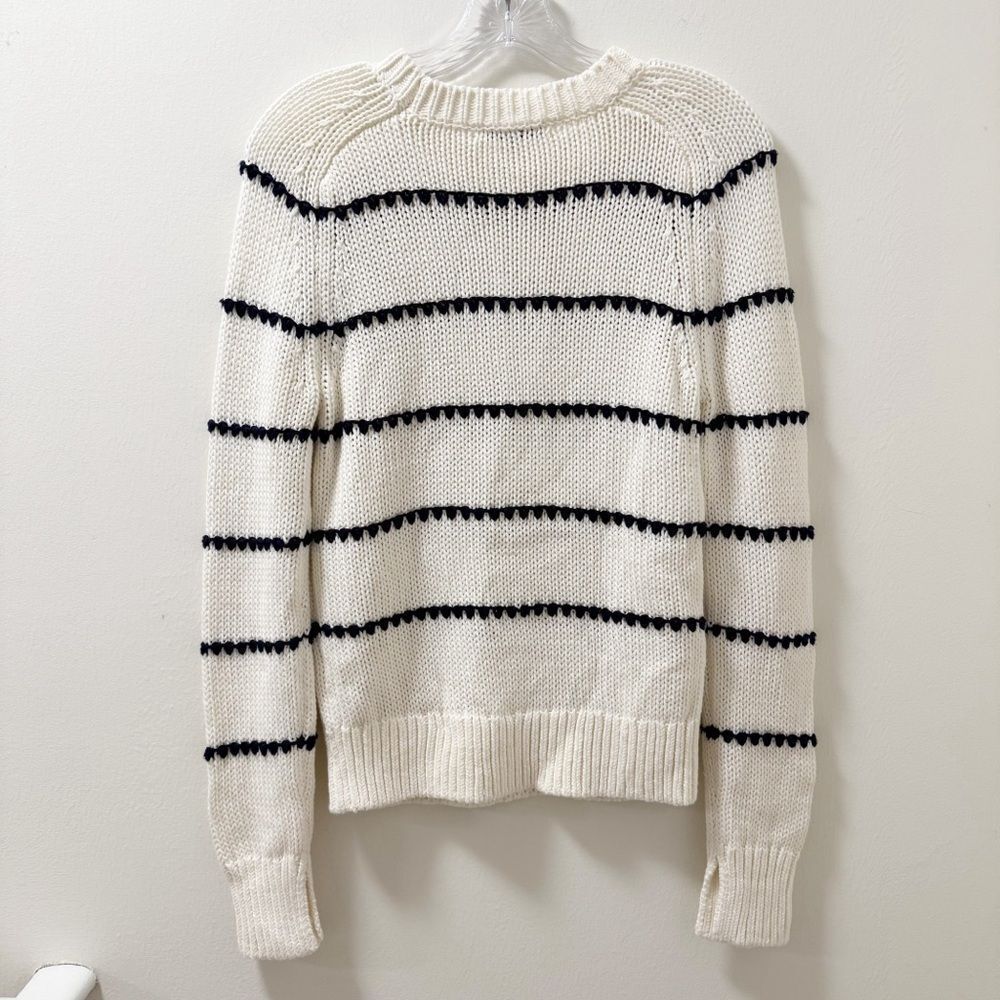 Madewell Textured Cotton Crewneck Sweater in Stripe - Size XXS - Picture 3 of 5